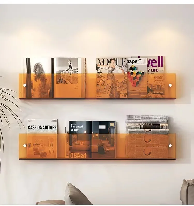 Creative Acrylic Storage Shelf Magazine   Wall Mounted Book  Wall Mounted Rack Newspaper Magazine Decor Shelf