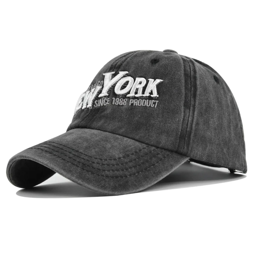 

NEW YORK Baseball Embroidered Duckbill Cap Washed Vintage Hat Couple Sun Protection