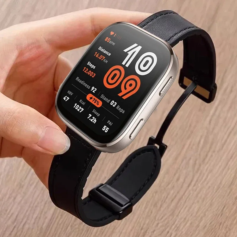 Leather+Silicone Strap For Amazfit Bip 6 5 5 Unity 3 3Pro Magnetic Wristband Bracelet For Amazfit Bip 6 GTS GTR 4 3 2 42mm 47mm