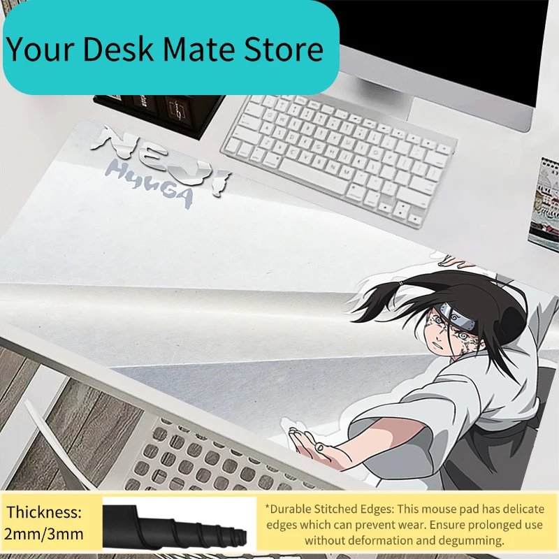 

Коврик для мыши, аксессуары для ПК, коврик для клавиатуры, офисный настольный коврик, противоскользящий коврик для мыши, резиновый коврик для планшета, игровой удлиненный коврик Naruto Neji Hyuga