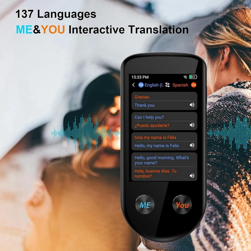 Traductor de idiomas, traductor de idiomas bidireccional con voz/fuera de línea/foto 137 idiomas AI traductor para viajes de negocios