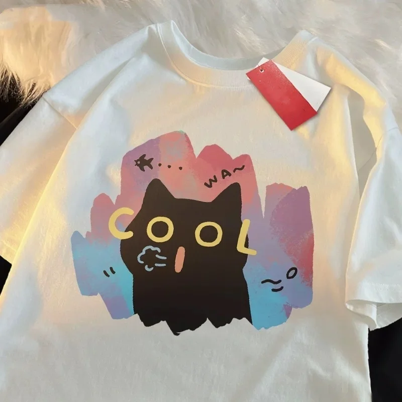 

ZAZOMDE American Street Cat Design Cool Cat Мужская футболка в стиле хип-хоп из 100% хлопка с короткими рукавами Уличная одежда в городском стиле граффити Лето