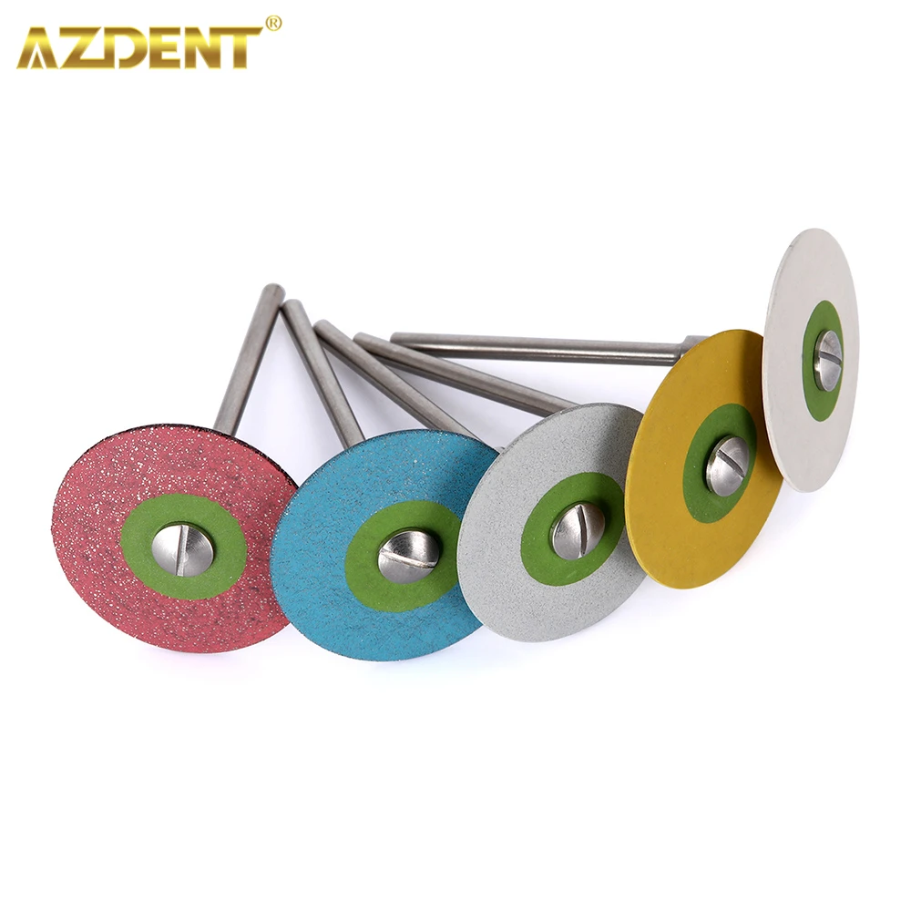 AZDENT-pulidor de diamante de goma Dental, rueda de pulido, amoladora de disco para pieza de trabajo de porcelana de Zirconia, instrumento de herramienta de laboratorio