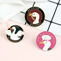 Untitled Goose Game Lapel Pin Cartoon Be Goose Do Crimes Brooch Animal Duck Pink Round Enamel Badge Backpack Jewelry Friend Gift