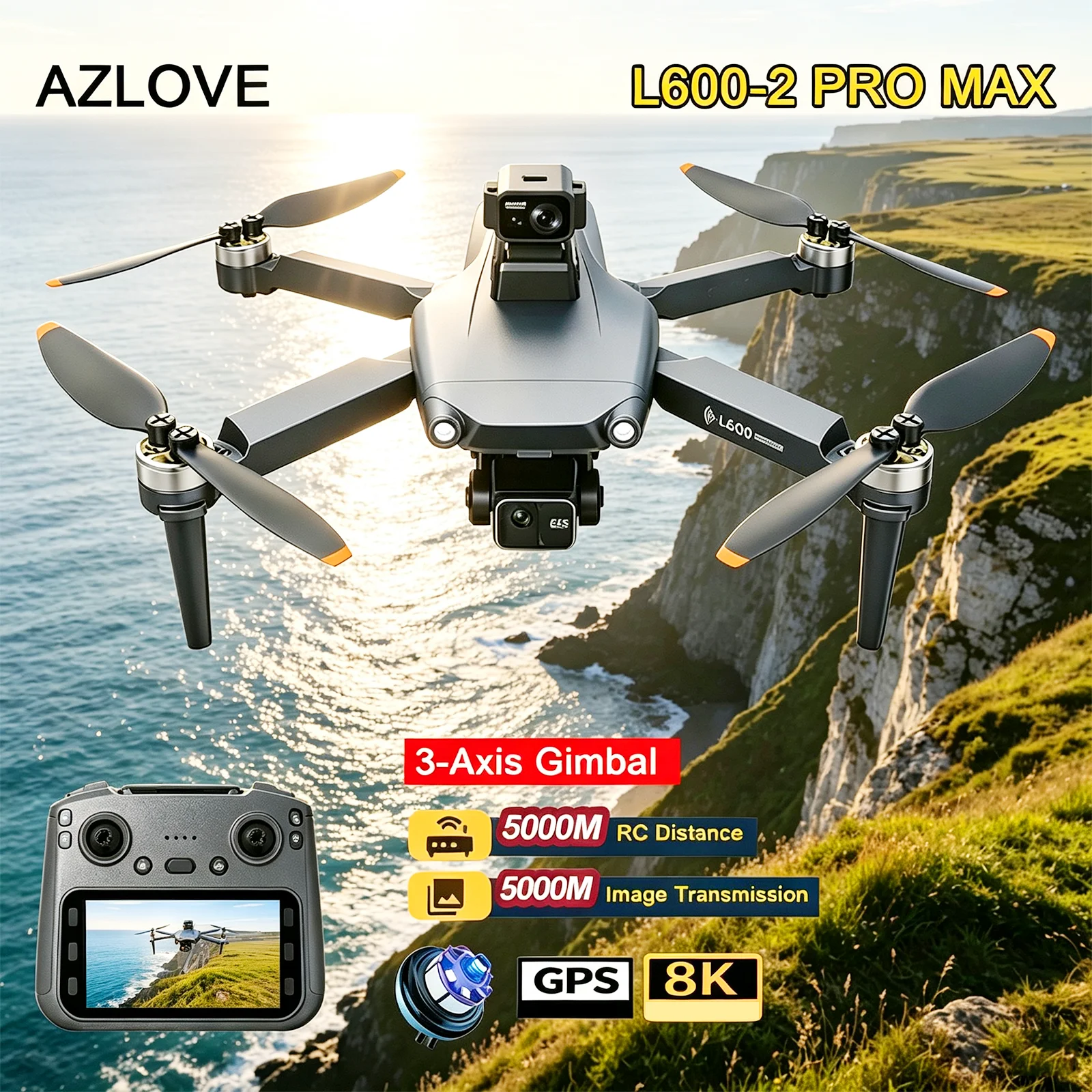 Drone Gimbal 2 Axis - L600-2 PRO MAX GPS Drone 8K