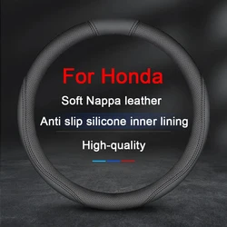 Ultrathin Car Steering Wheel Cover Non-slip leather Wheel Booster Cover For Honda Civic Accord CRV Hrv Jazz Odyssey Car styling