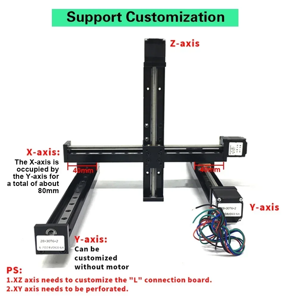 T-type CNC Sliding Table Rail Linear Stage Transport Guide Platform Stepper Motor Drive Kit Mini Slide Table XYZ Axis Table