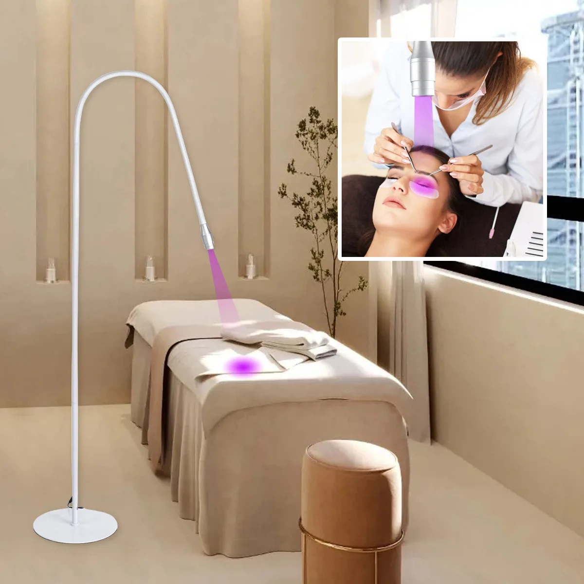 10W Lash UV Curing Lamp Floor with Foot Switch False Eyelash Extension Nail Dryer Grafting Glue Fast Curing Light