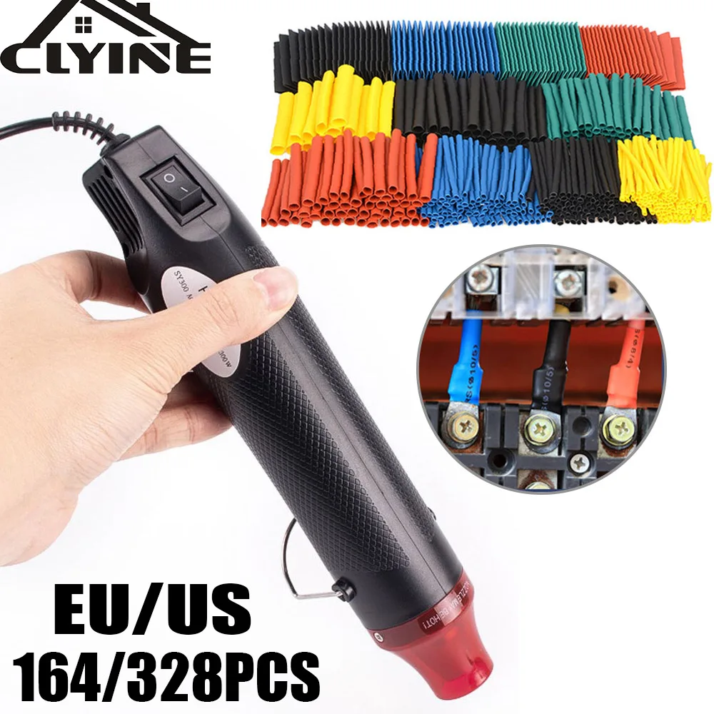 

164/328pcs Heat Gun Soldering Heat Shrink Tube Shrinkable Wire DIY Shrinking Wrap Tubing Connect Cover Air Dryer For Soldering