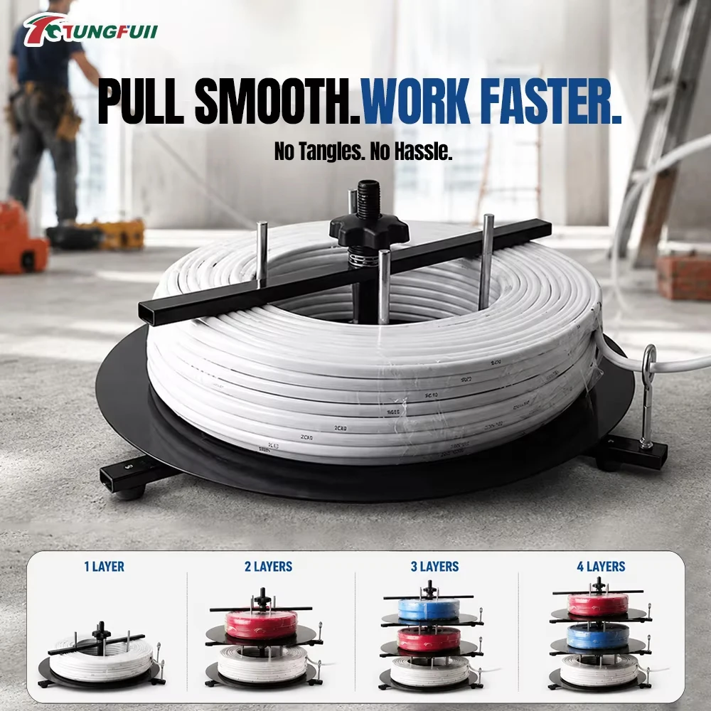Wire Distributor Tray Electrician Cable Dispenser Holder For Power Wire Video Cable Spool Unwinding Support Bracket 1/3/4 Layer