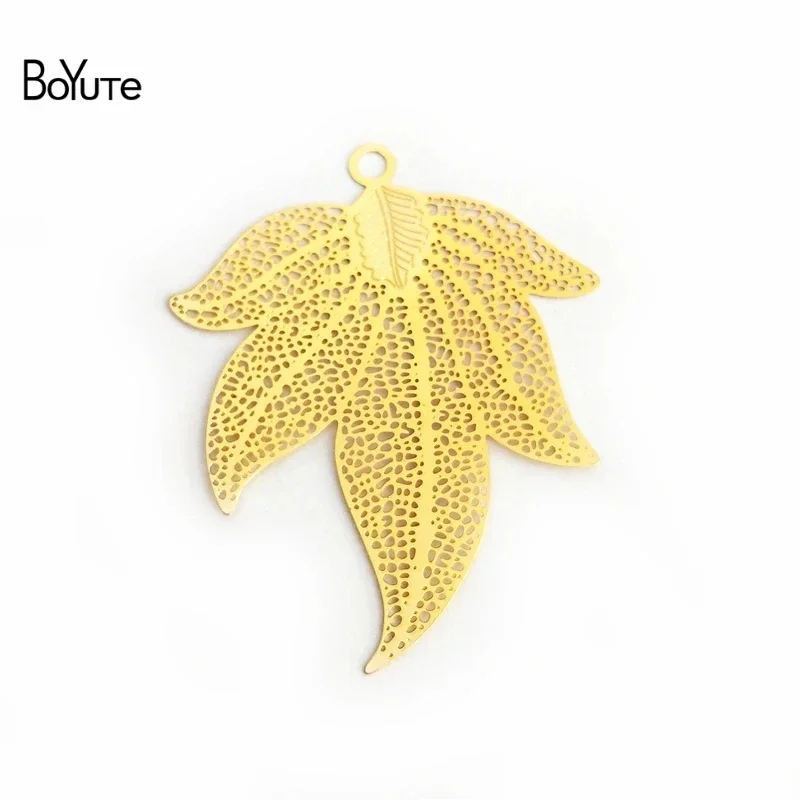 

BoYuTe (20 Pieces/Lot) 36*45MM Metal Brass Filigree Maple Leaf Pendant Charms for Necklace Jewelry Making