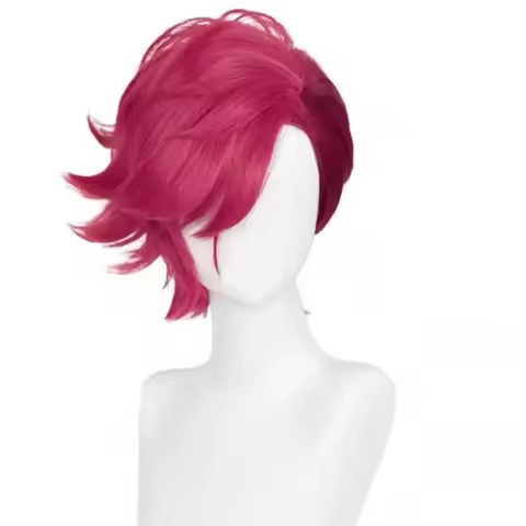 Game LOL Arcane Vi Cosplay Wig VI Jinx Deep Rose Heat Resistant Synthetic Hair Anime Role Play Wigs