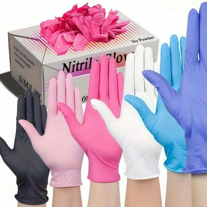 100PCS Disposable Nitrile Gloves Latex Free Cleaning Gloves for Kitchen Cooking Tattoo Beauty Esthetician Safety Work Gloves