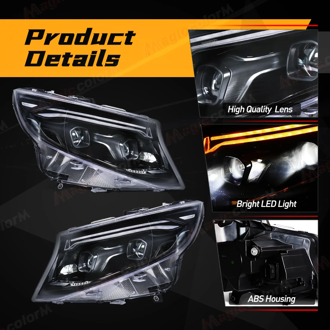 Car Front Light For Benz Vito 2016-2024 W447 LED Headlight Assembly Upgrade High Configure Dynamic Lamp Driving Light Plug &Play