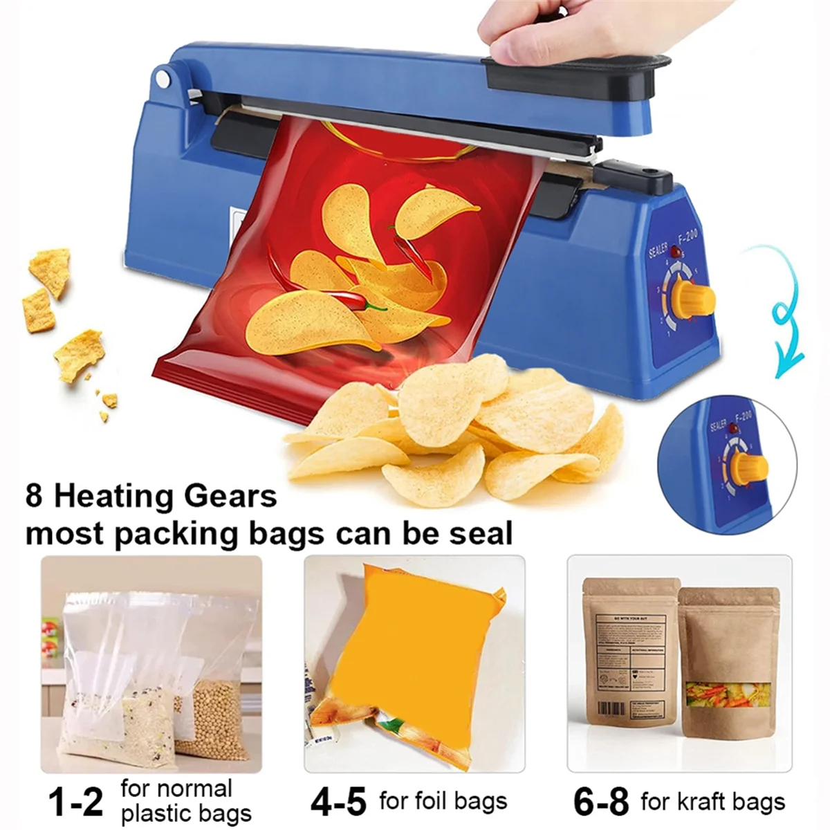 Sealing machine Electric Heat Bag Sealing Machine Plastic Bag Sealer Hand Food Seal Bag Impulse Sealer Food Sealer EU Plug