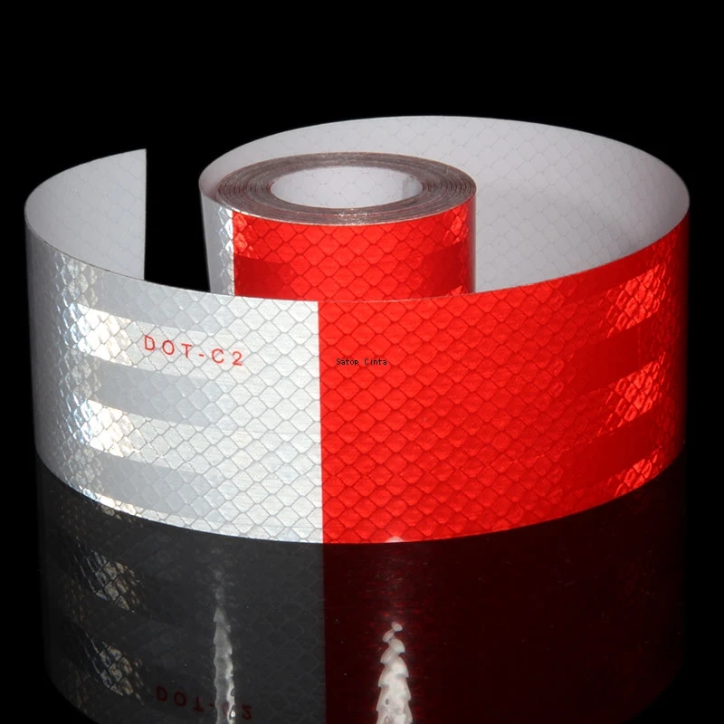 DOT-C2 Truck Reflective Safety Tape Red White Conspicuity Safety Warning Reflectors Film Waterproof Adhesive Sticker For Vehicle