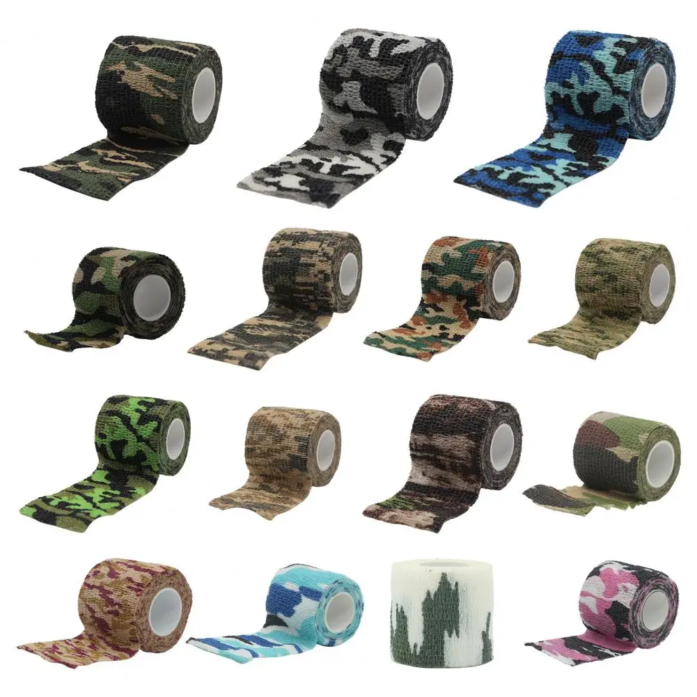 1 Roll Camouflage Tape Anti-scratches Self-Adhesive Widely Applied Military Camo Stretchy Bandage Tape for Outdoor