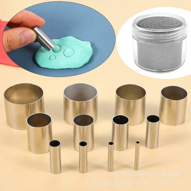 12PCS Hole Hollow Punch Cutter Set, Ceramics Dotting Baking Indentation Mold Tools for Polymer Clay Pottery Handmade Craft