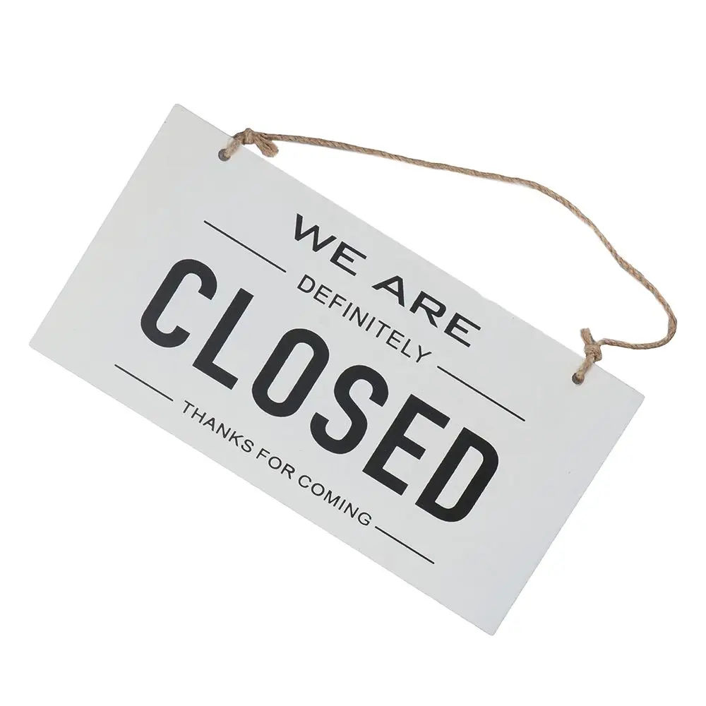 Wooden Double Sided Business Sign Reversible With Ring Hanging Sign Open and Closed Shop