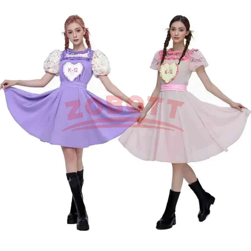 

Movie K-12 Cosplay Costume Full Sets Pink Purple Dress Uniform Suits for Women Outfit Halloween Carnival Party Clothes Roleplay