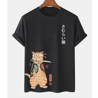 Animal Cat Print Men T-shirt Harajuku Cute Loose Short-sleeved Tops Fashion Simple T Shirts Oversized Men Women Unisex Clothing