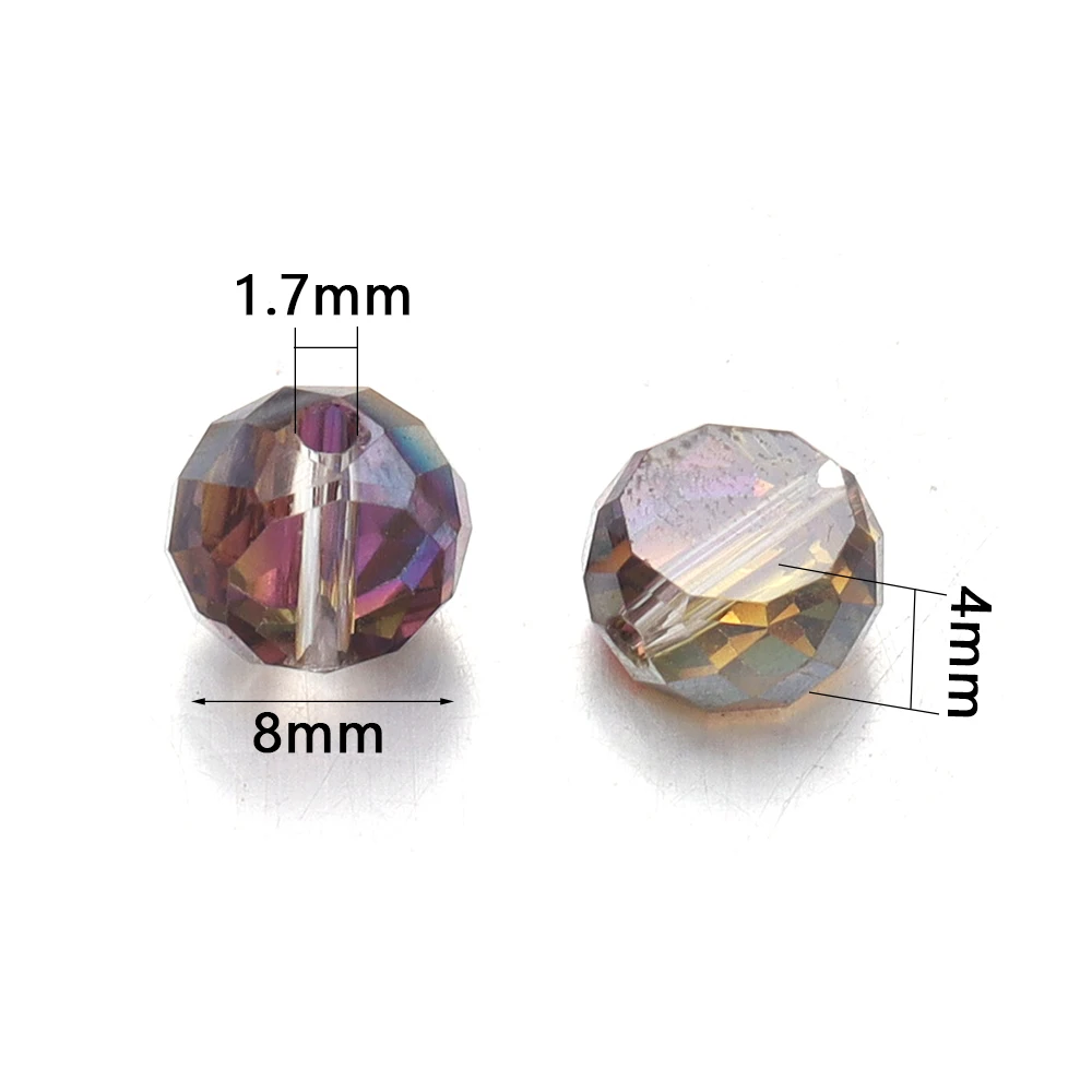 30 Stück 8mm flache, runde, facettierte Kristallglasperlen, scheibenförmige lose Abstandsperlen für die Schmuckherstellung, DIY-Armband-Zubehör – Detail 1