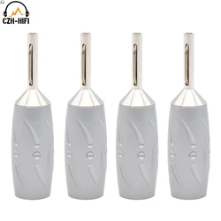 4pcs Viborg High End Rhodium Plated Copper Banana Plug AMP Speaker Cable Wire Connector 4mm For Binding Post Jack
