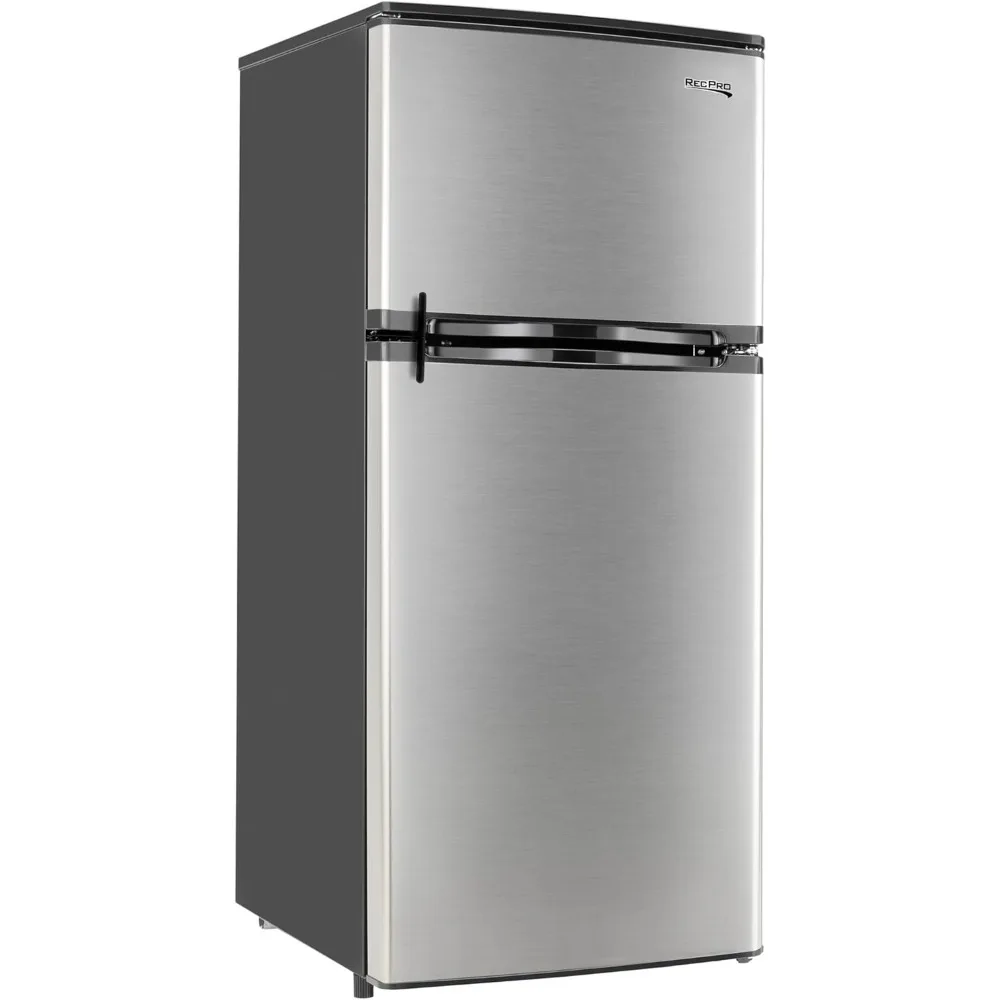 

Холодильник для автодома 4.4 куб. фута, 12В, из нержавеющей стали, с морозильной камерой, без инея, регулируемые полки, встроенный замок, реверсивная дверца