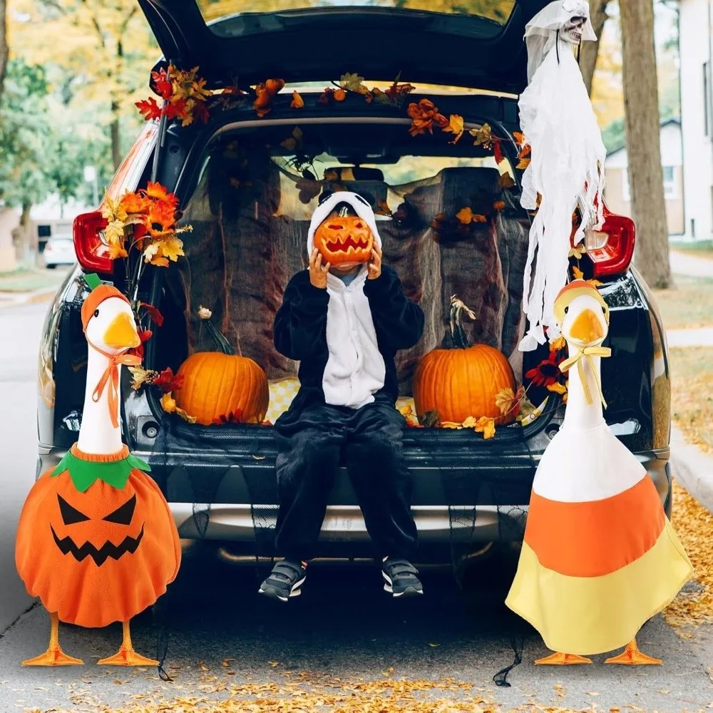 

Funny Cloak Halloween Porch Goose Costume Pumpkin 23inch Lawn Goose Outfit Witch Hat Creative Garden Goose Costume Outdoor