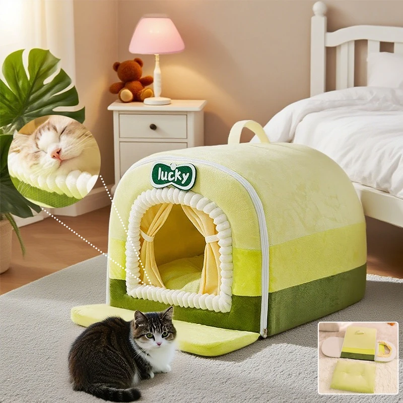 

1PC New Autumn and Winter Pet House Soft Warm Enclosed Pet Kennel Detachable Pet Sleeping Bed for Small Medium Dogs Cats 고양이 용품