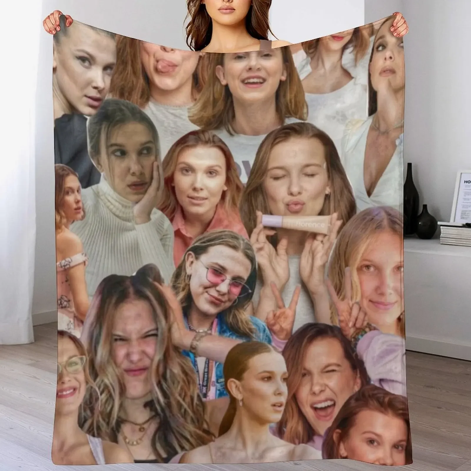 Millie Bobby Brown Edit Collage by Stasii Throw Blanket Summer Beddings Warm Blankets