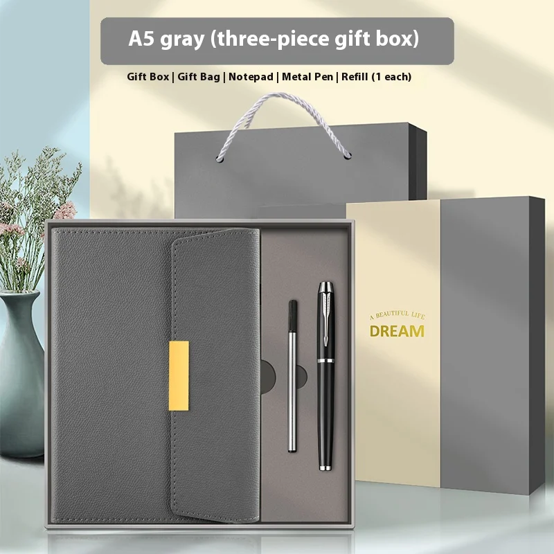 Heiß verkaufte hochwertige, maßgeschneiderte Ledertasche, Business-Geschenkbox, Geschenktüte, magnetisches Notizbuch, hochwertiges Stiftdesign – Detail 4