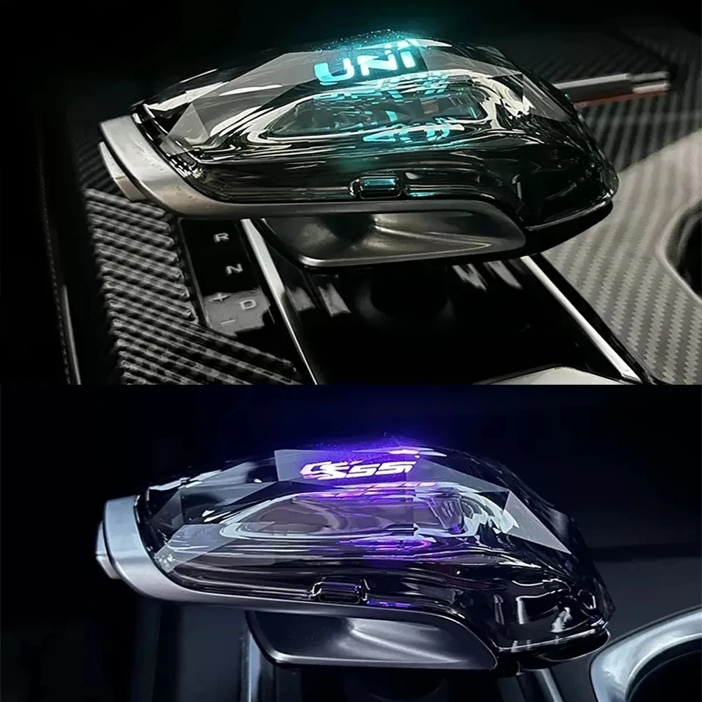 2022-2025 For Changan CS55 Plus 2 gen UNIK UNI-K Accessories LED Crystal Car Gear Shift Handle Knob Frame Decor Cover Trim