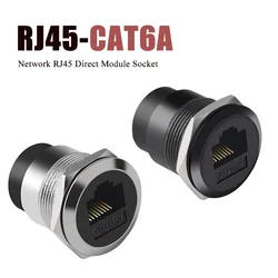 CAT6A Network RJ45 Direct Module Socket C-type Cat 6A Ethernet Interface Data Signal Connector Metal rj45 Round Panel Socekts