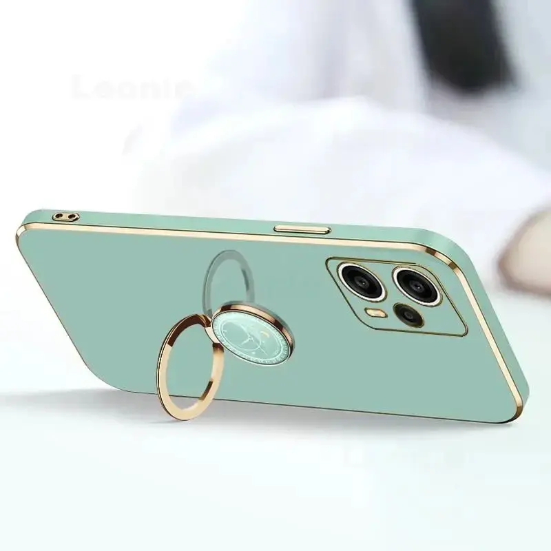 Solid Color Plating Silicone Phone Case for Samsung Galaxy S24 S23 S22 S21S20 Ultra Plus FE 5G With Ring Soft Back Cover