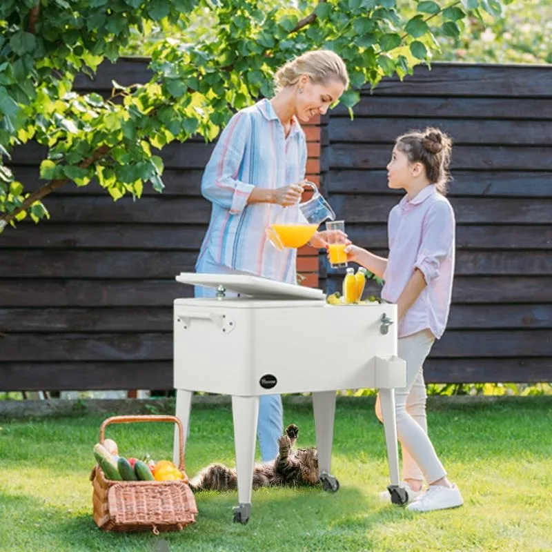 YITAHOME-carrito enfriador con drenaje y abrebotellas, enfriador portátil de Patio con ruedas, carrito de bebidas al aire libre, cofre de hielo