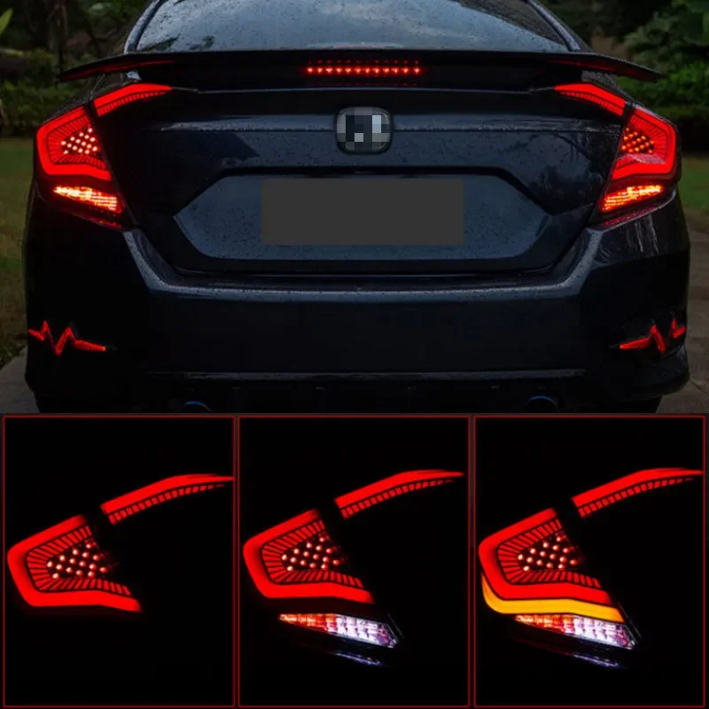 

For Honda Civic Hatchback 2016-2019 Multi-function LED Rear Bumper Light Rear Fog Lamp Auto Bulb Brake Light Reflector