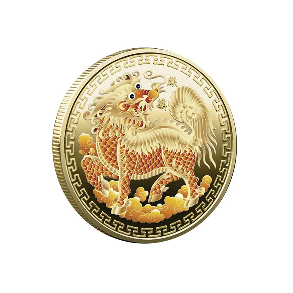 2022 Chinese Kirin Gold Coin for Good Luck Wealth Collectible Medal Commemorative Collection Souvenirs New Year Gifts