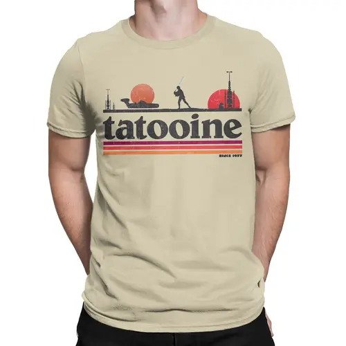Imagen 2 del producto Camisetas informales Planet Sky Tatooine para hombre, Camiseta de algodón con cuello redondo, camiseta de manga corta, ropa clásica