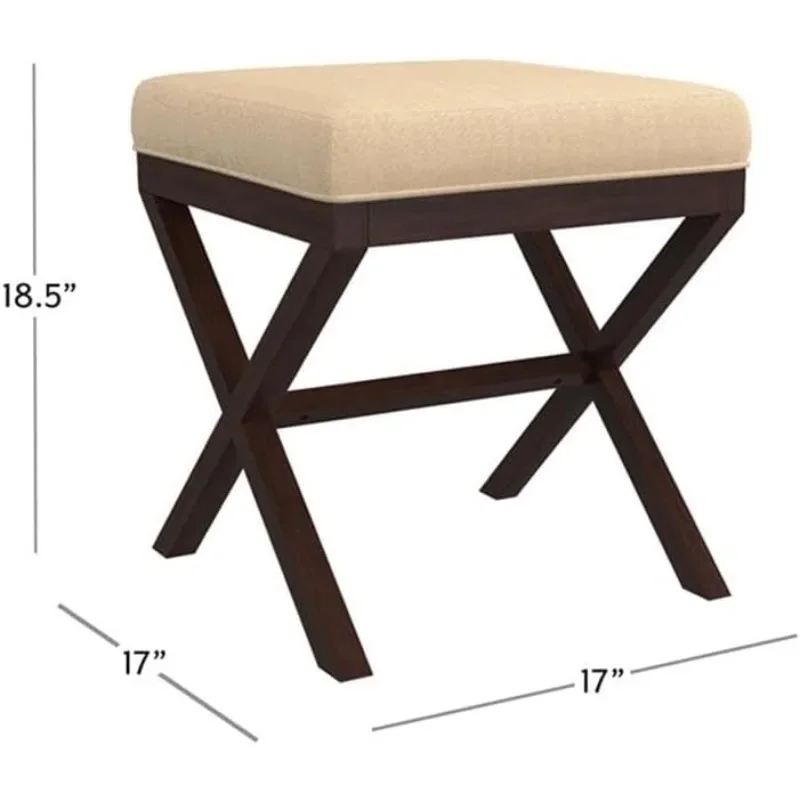 مقعد فاخر من Espresso Vanity - مقعد مبطن بدون ظهر لمحبي المكياج، مقعد غرفة الملابس متعدد الوظائف مع إطار معدني #3