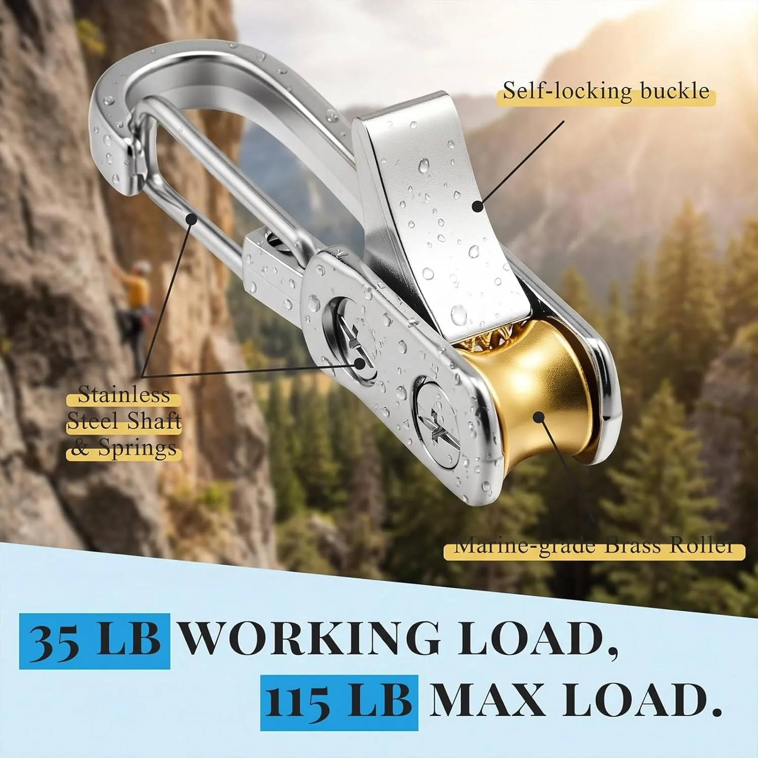 Rope Tying Tool And Tensioner with Roller Tensioner, Heavy-Duty Retractable Buckle with Accessory Rope, Suitable for Camping image 2