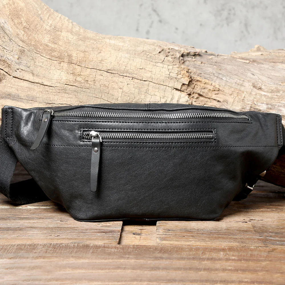 S.WORKER Lässige Herren-Brusttasche aus hochwertigem Leder | Modische Umhängetasche für Herren aus echtem Leder – Detail 7