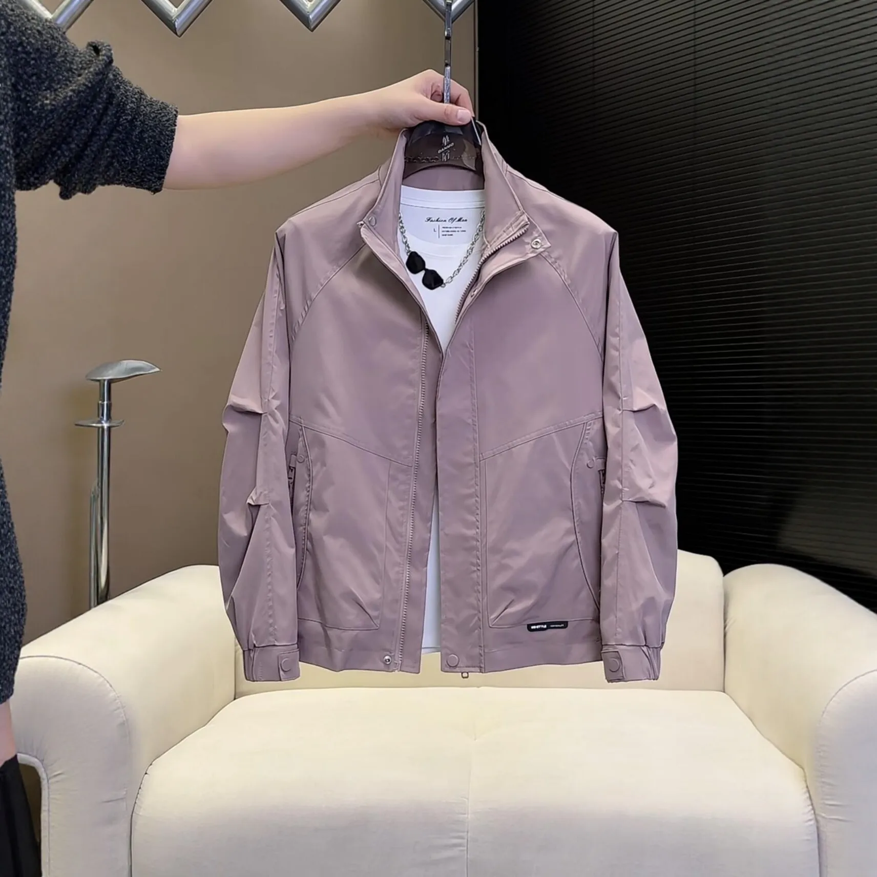 

Men's Casual Stand Collar Workwear Jaet Sli Versatile Spring Autumn Outerwear Faionable Simple Haome