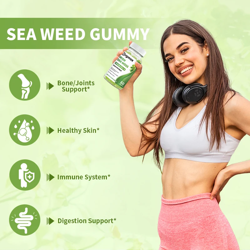 Natural & Organic Sea Moss Extractive Gummies Anti-aging Detoxification Improving Immunity, Rich Iodine, sodium, Seaweed Item