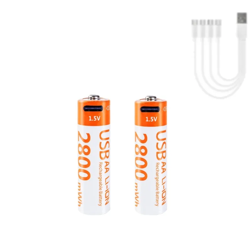 1.5 فولت 2800mWh AA بطارية ليثيوم قابلة للشحن مع كابل شحن USB-C مناسبة لألعاب قفل الباب بطارية قابلة للاستبدال #4