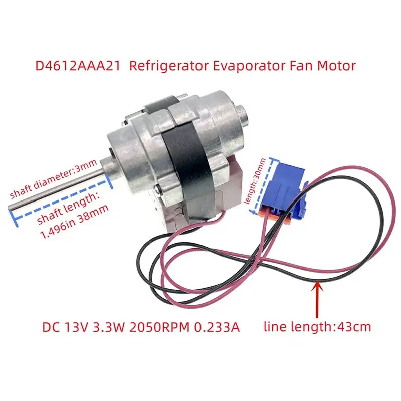 A005-2X D4612AAA21 Refrigerator Evaporator Fan Motor For Daewoo BAUMATIC 3015915900 3015907300 DC 13V 3.3W 2050RPM