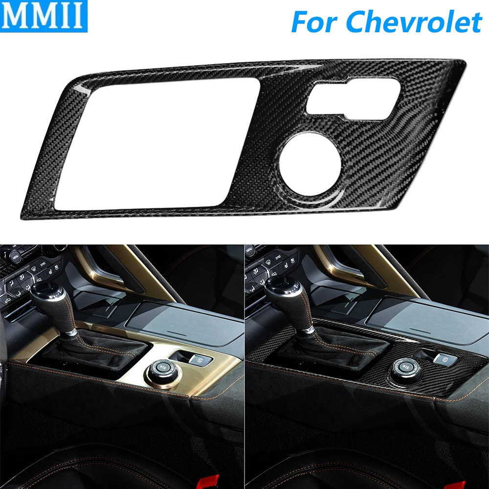 

For Chevrolet Corvette C7 ZR1 Z06 2014-2019 Real Dry Carbon Fiber Central Control Gear Shift Cover Car Accessories Modification