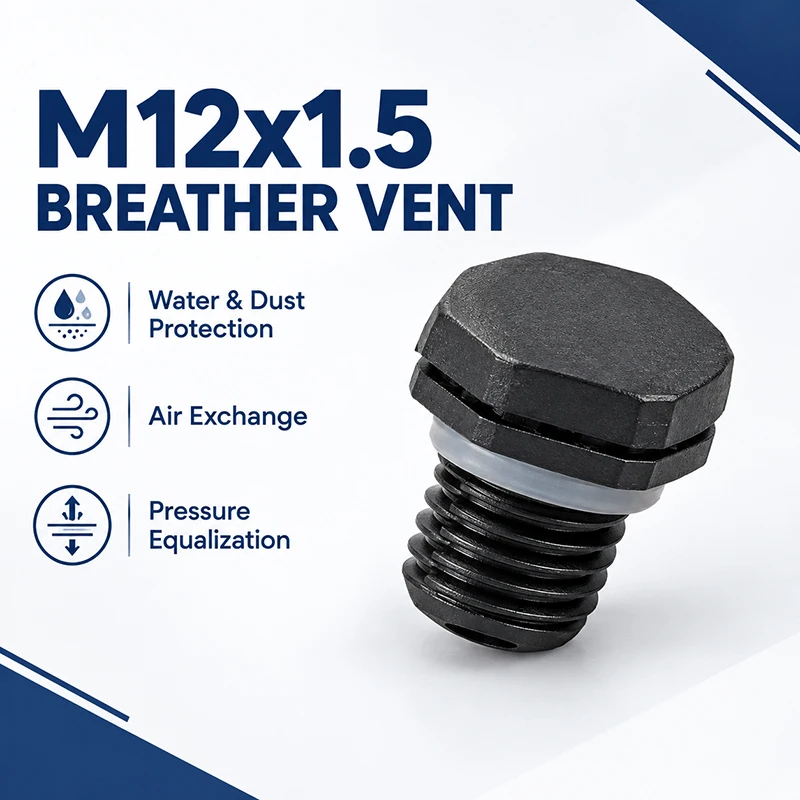 M12x1.5 ePTFE Breather Valve Screw In Vent for Waterproof Electronic Housings Automotive LED Lighting