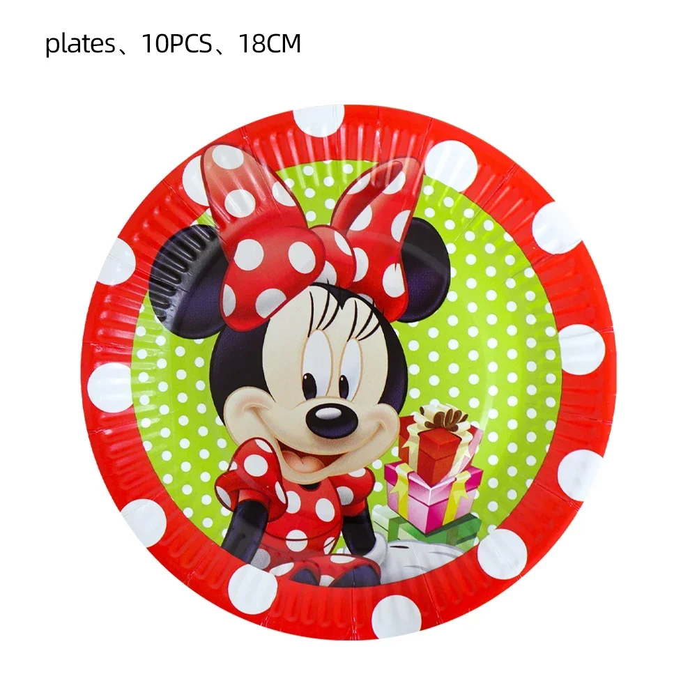 Rosso Minnie Mouse Ragazze Forniture per feste di compleanno Posate usa e getta Piatto di carta Tazze Palloncino Genere Rivela Decorazioni