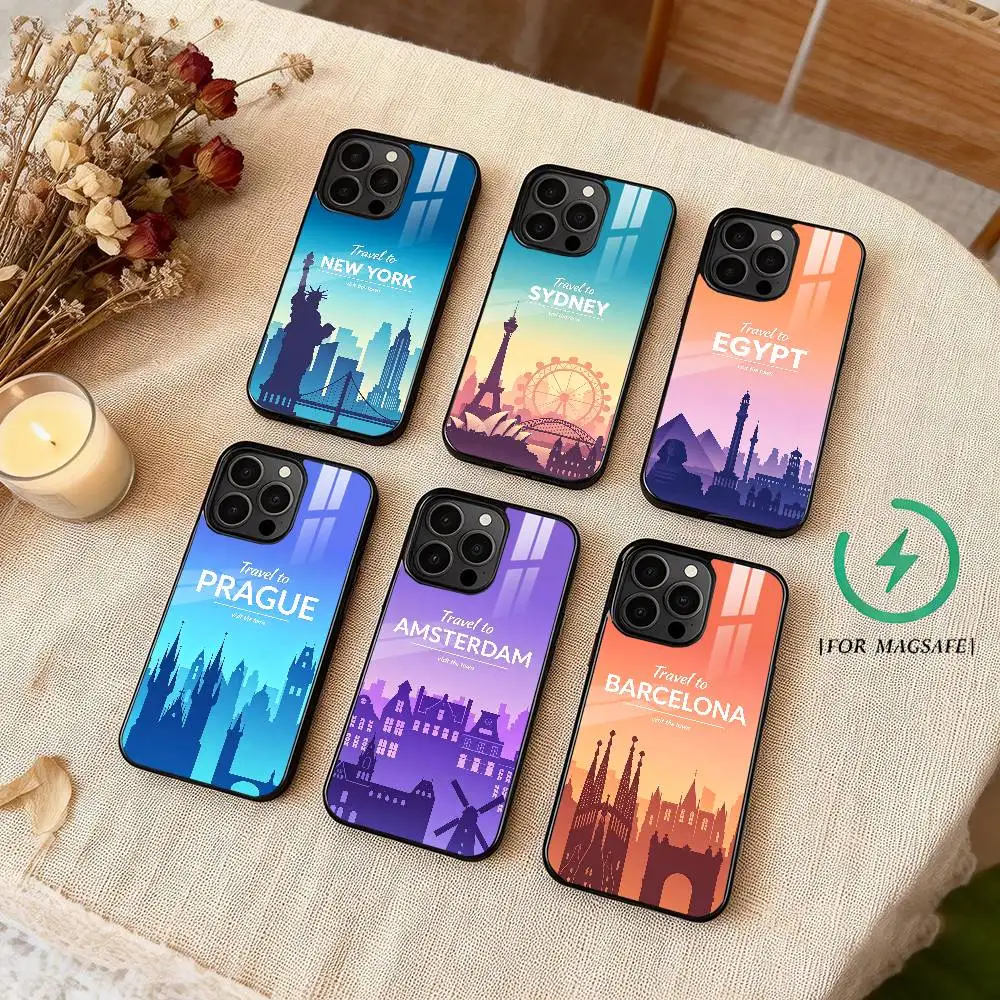 World Famous Cityscapes Collection Phone Case For iPhone 17 16 15 14 13 12 Pro Max Plus for Magsafe Wireless Magnetic Cover
